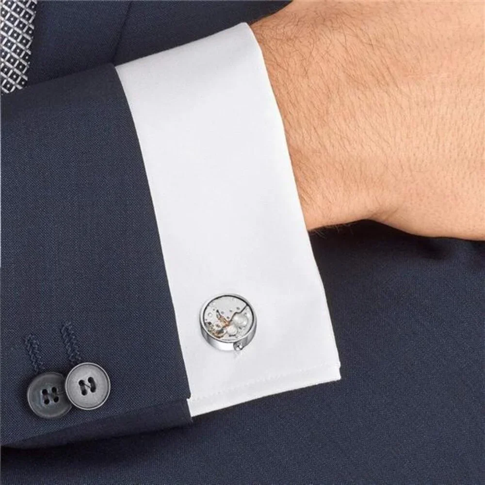 Men's Cufflinks Watch Movement Design Brass Cuff Links